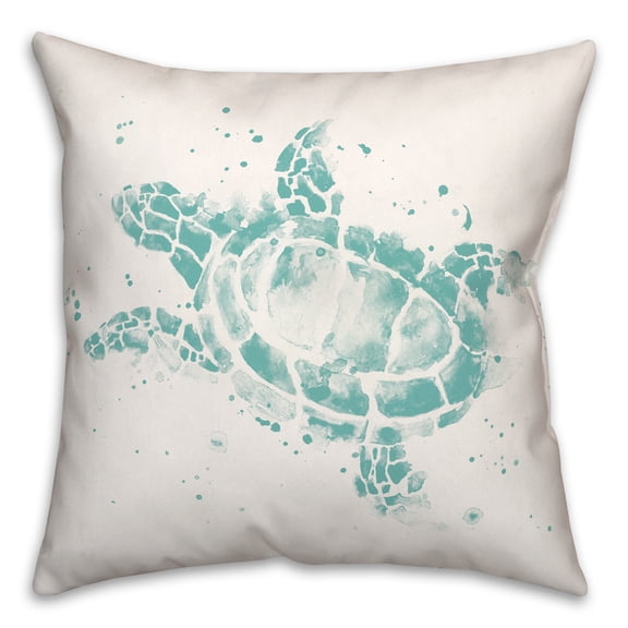 Creative Products Splatter Sea Turtle Teal 18x18 Spun Poly Pillow