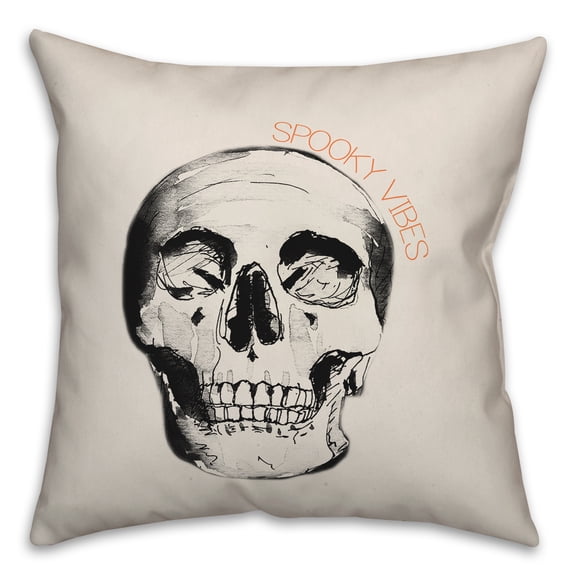 Creative Products Spooky Vibes Skull 18 x 18 Spun Poly Pillow