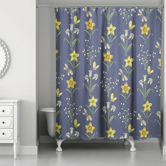 Creative Products Spring Pattern Navy 71 x 74 Shower Curtain