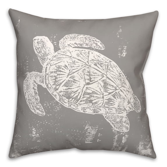 Creative Products Stamp Turtle Gray 18x18 Spun Poly Pillow
