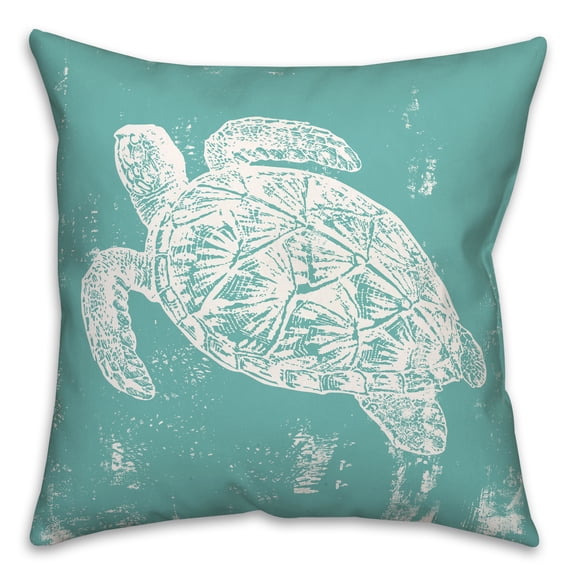 Creative Products Stamp Turtle Teal 18x18 Spun Poly Pillow