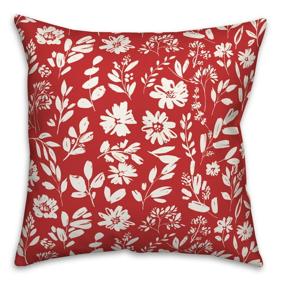 Creative Products Stamped Floral Red 20 x 20 Indoor / Outdoor Pillow