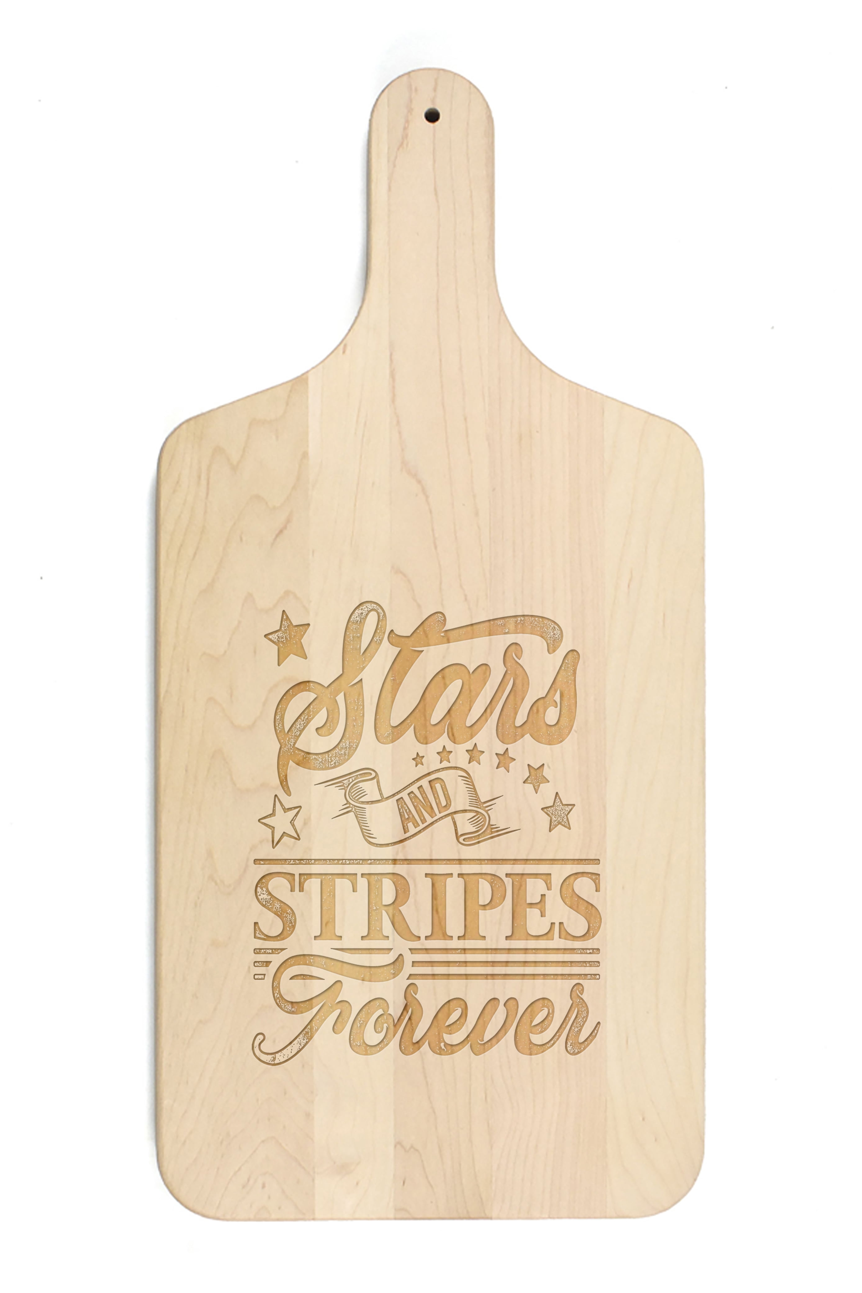 Maple Wood Patriotic Paddle Cutting Board 8 x 17