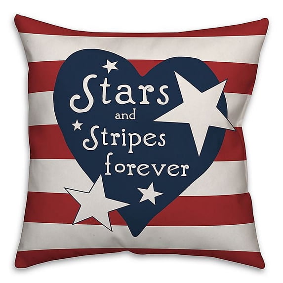 Creative Products Stars and Stripes Forever Heart 18x18 Spun Poly Pillow