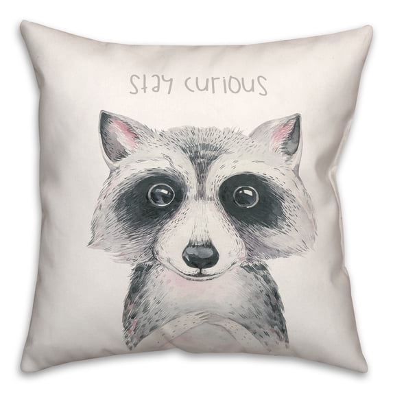Creative Products Stay Curious Raccoon 18x18 Spun Poly Pillow