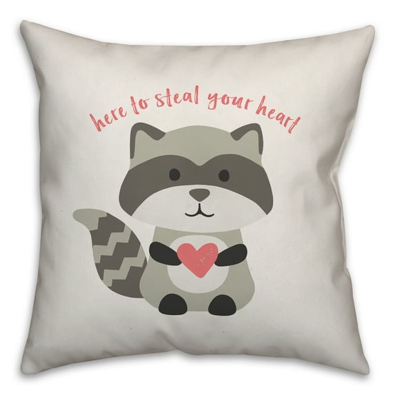 Creative Products Steal Your Heart Raccoon 16x16 Spun Poly Pillow