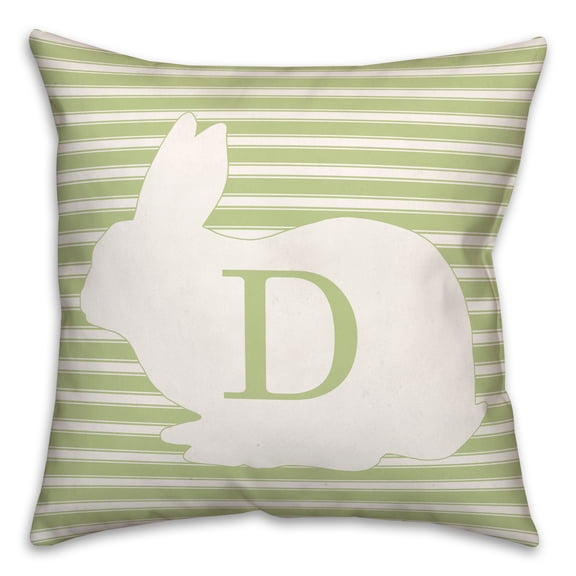 Creative Products Stripe Bunny Monogram - D 18x18 Spun Poly Pillow