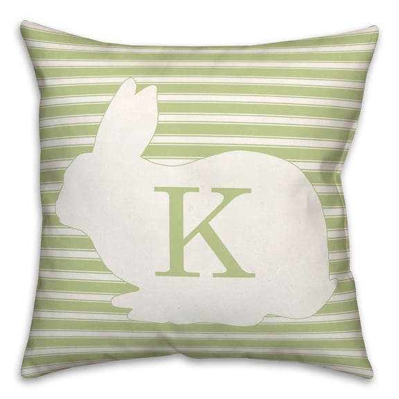 Creative Products Stripe Bunny Monogram - K 18x18 Spun Poly Pillow