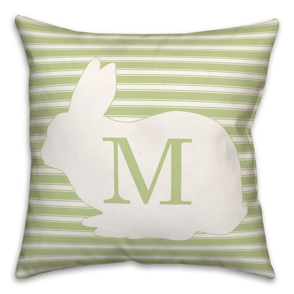 Creative Products Stripe Bunny Monogram - M 18x18 Spun Poly Pillow