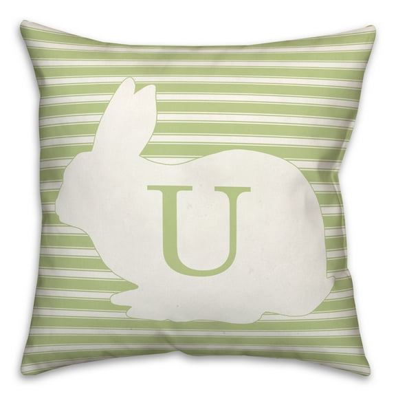 Creative Products Stripe Bunny Monogram - U 18x18 Spun Poly Pillow