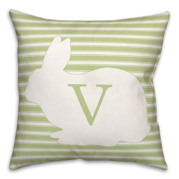 Creative Products Stripe Bunny Monogram - V 18x18 Spun Poly Pillow