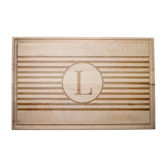 Creative Products Stripe Monogram - L 17 x 11 Maple Cutting Board