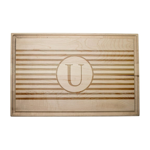 Creative Products Stripe Monogram - U 17 x 11 Maple Cutting Board