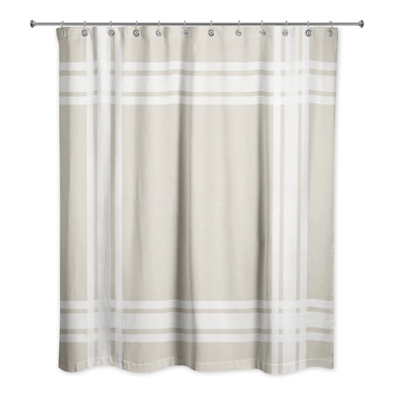 Creative Products Striped Beige Border 71x74 Shower Curtain