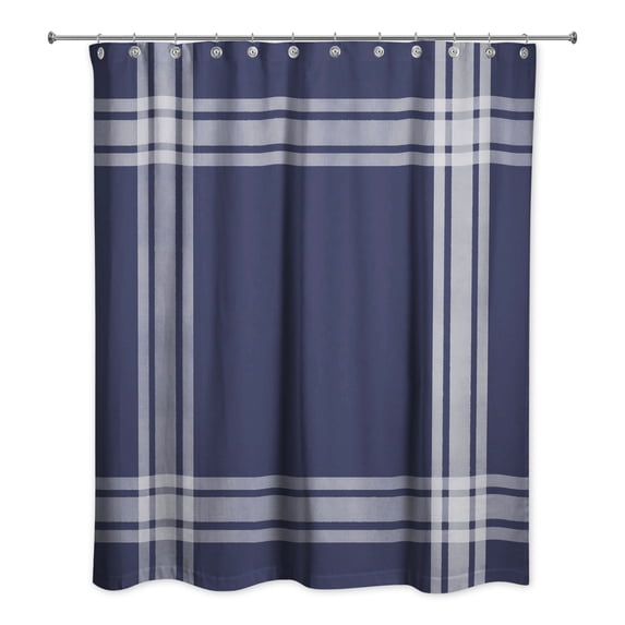 Creative Products Striped Navy Border 71x74 Shower Curtain