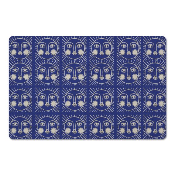 Creative Products Sun Face Blue Multi Pattern 18 x 27 Floor Mat