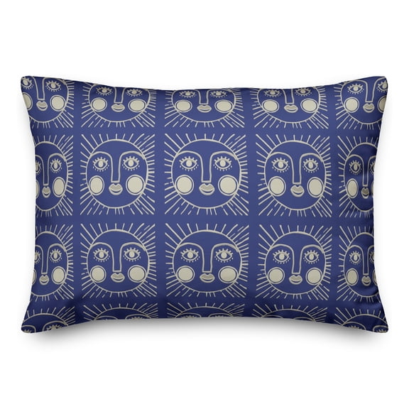 Creative Products Sun Face Blue Multi Pattern 2 20 x 14 Spun Poly Pillow