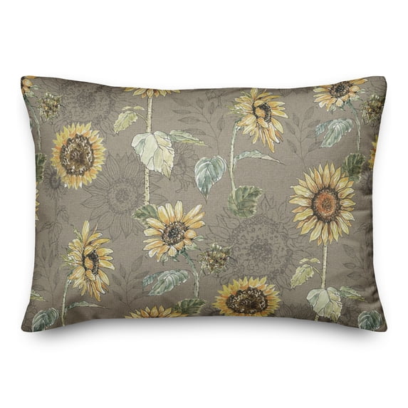 Creative Products Sunflower Pattern on Brown 20 x 14 Spun Poly Pillow