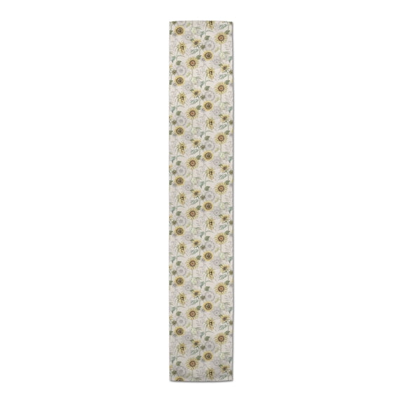 Creative Products Sunflower Pattern on Cream 16 x 72 Cotton Twill Table Runner