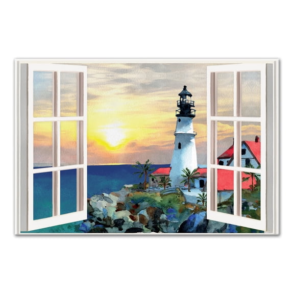 Creative Products Sunset Lighthouse Window 20x30 Canvas Wall Art
