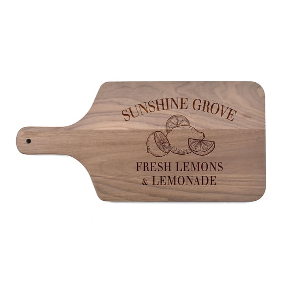 Creative Products Sunshine Grove Lemon Farm 17 x 8 Walnut Paddle Cutting Board