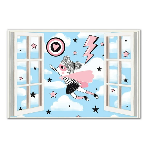 Creative Products Superhero Girl Window 20x30 Canvas Wall Art