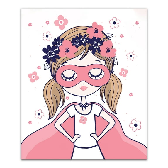 Creative Products Superhero Girl With Flowers 20x24 Canvas Wall Art
