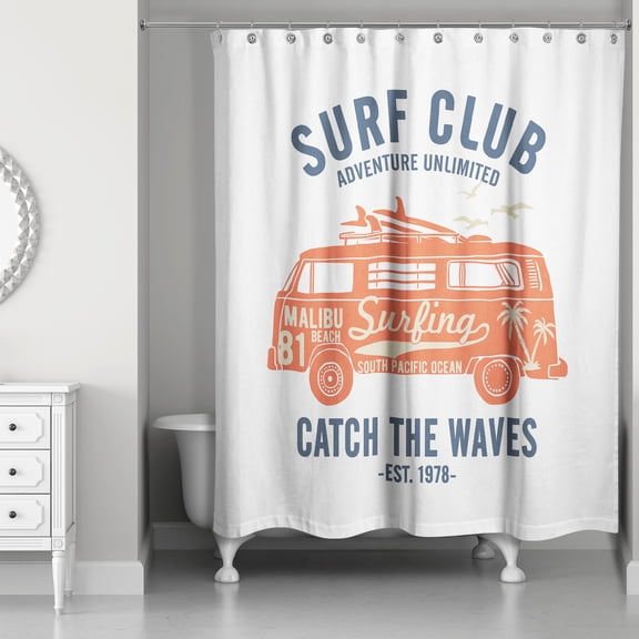 Creative Products Surf Club 71x74 Shower Curtain