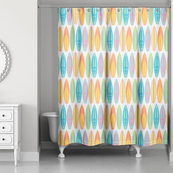 Creative Products Surfboard Pattern 71x74 Shower Curtain