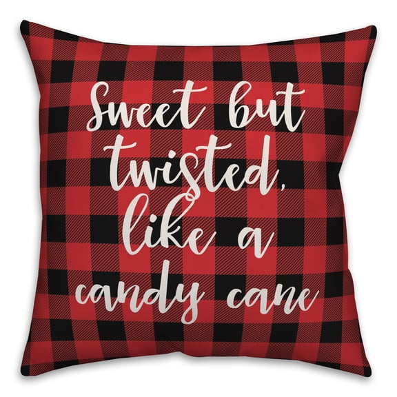 Creative Products Sweet But Twisted Like A Candy Cane in Buffalo Check Plaid 18x18 Spun Poly Pillow