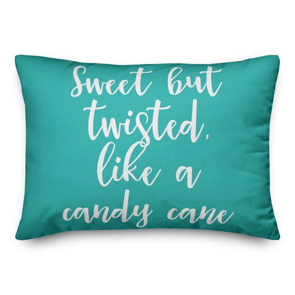 Creative Products Sweet But Twisted Like A Candy Cane in Teal 14x20 Spun Poly Pillow