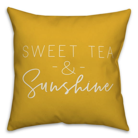 Creative Products Sweet Tea & Sunshine Script Yellow 16x16 Indoor / Outdoor Pillow
