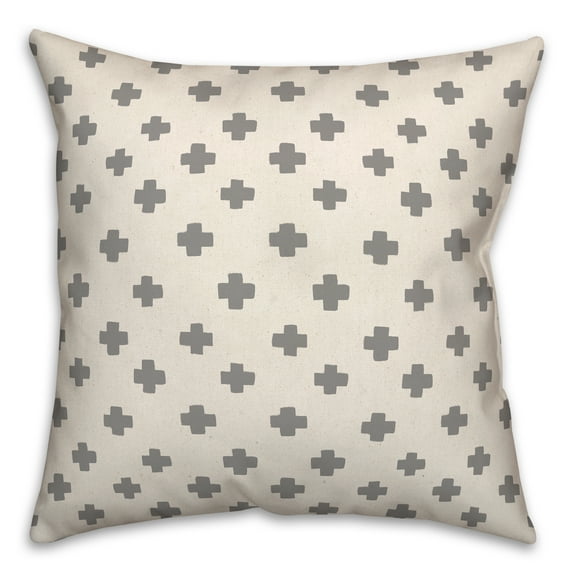 Creative Products Swiss Cross Gray 16 x 16 Indoor / Outdoor Pillow