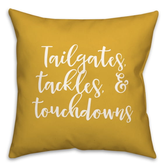 Creative Products Tailgates, Tackles, & Touchdowns in Mustard 18 x 18 Spun Poly Pillow