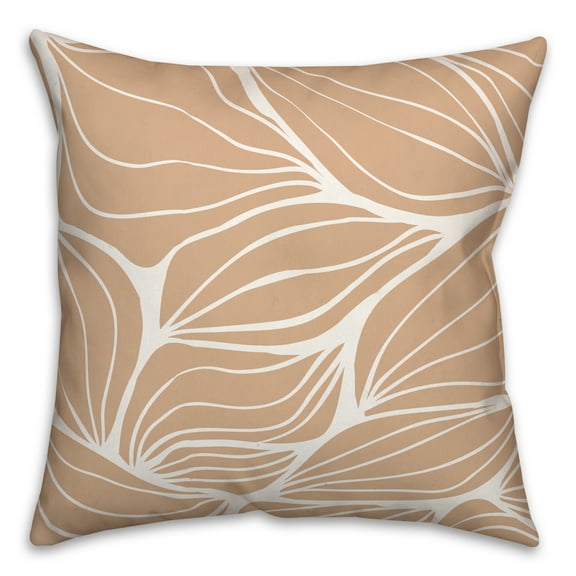 Creative Products Tan Leaf Lines 18x18 Indoor / Outdoor Pillow