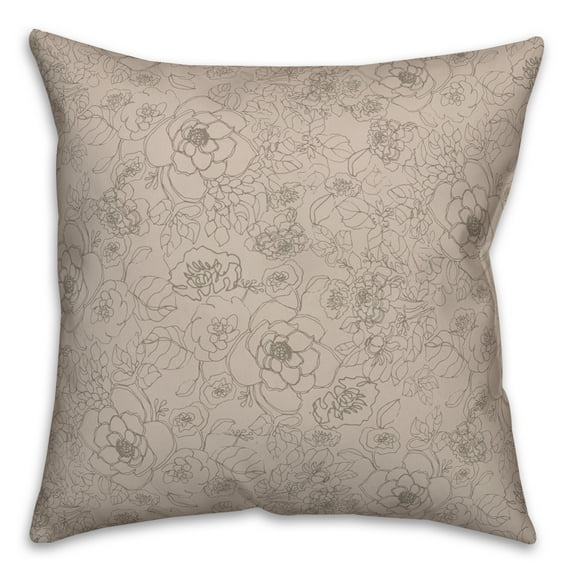 Creative Products Tan Line Floral 18 x 18 Spun Poly Pillow