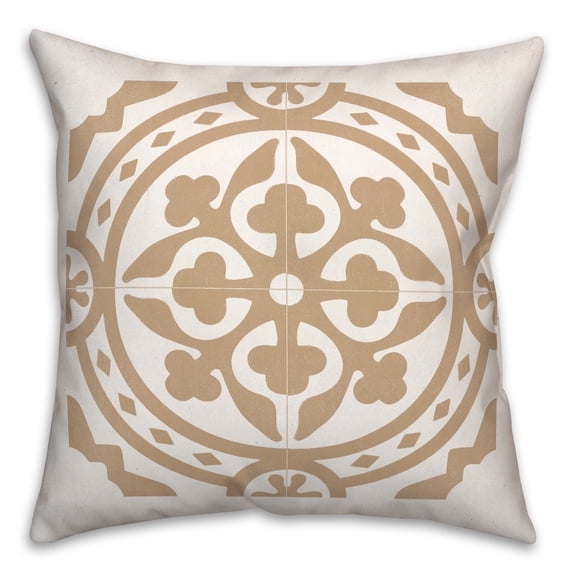 Creative Products Tan Tile Medallion 18 x 18 Indoor / Outdoor Pillow