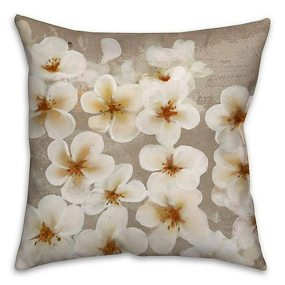 Creative Products Taupe Cherry Florals Spun Polyester Throw Pillow - 18x18