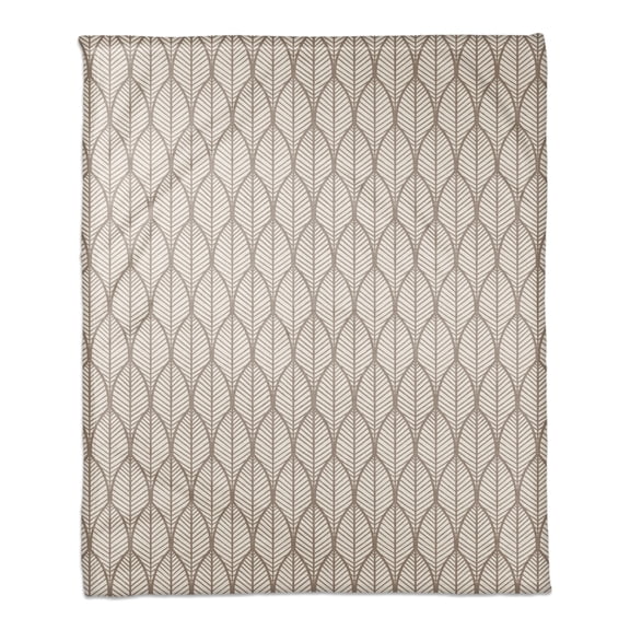 Creative Products Taupe Geo Leaves 50 x 60 Coral Fleece Blanket