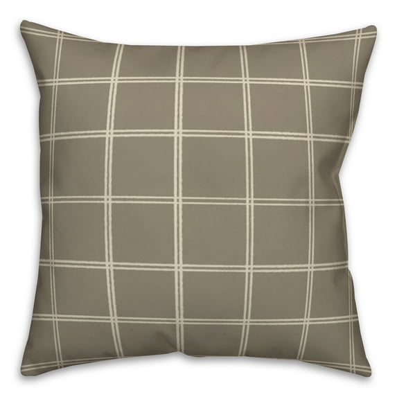 Creative Products Taupe and White Check 18 x 18 Spun Poly Pillow