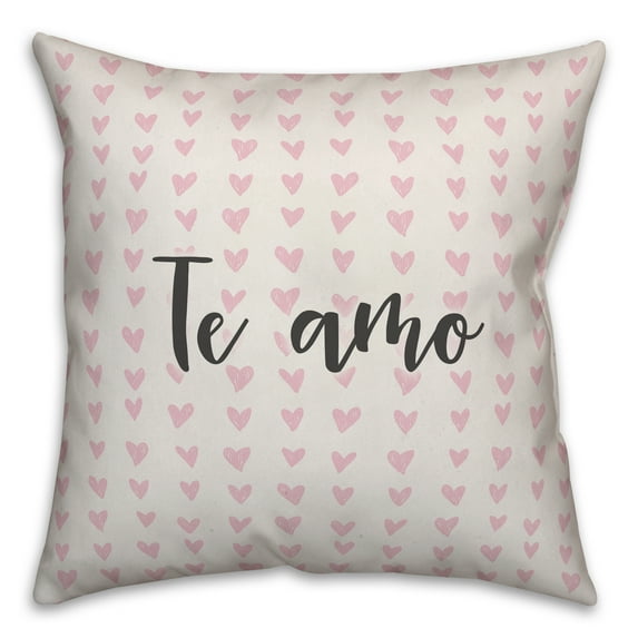 Creative Products Te Amo in Pink Hearts Pattern 16x16 Spun Poly Pillow