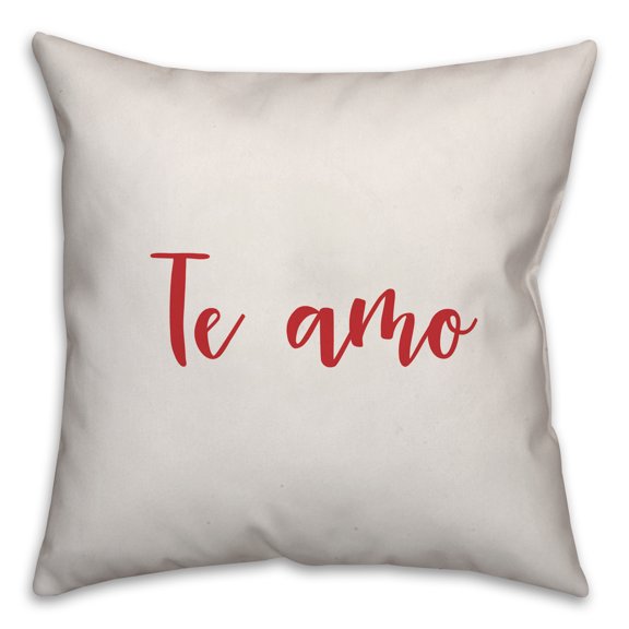Creative Products Te Amo in Red Text on White 16x16 Spun Poly Pillow