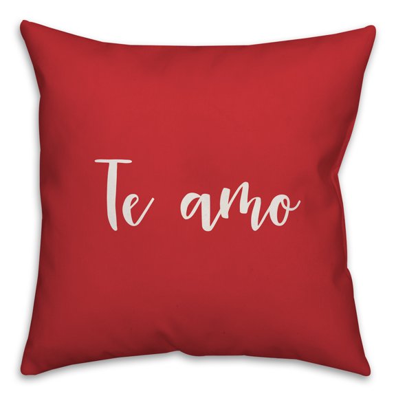 Creative Products Te Amo in White Text on Red 16x16 Spun Poly Pillow