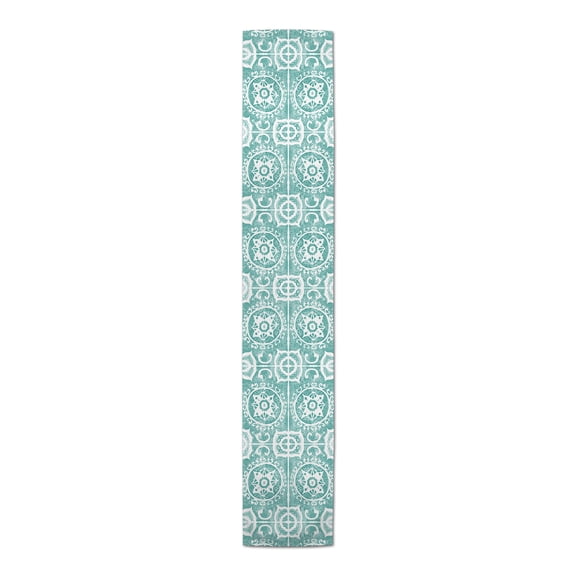 Creative Products Teal Abstract Ocean Stamp 16x72 Poly Twill Table Runner