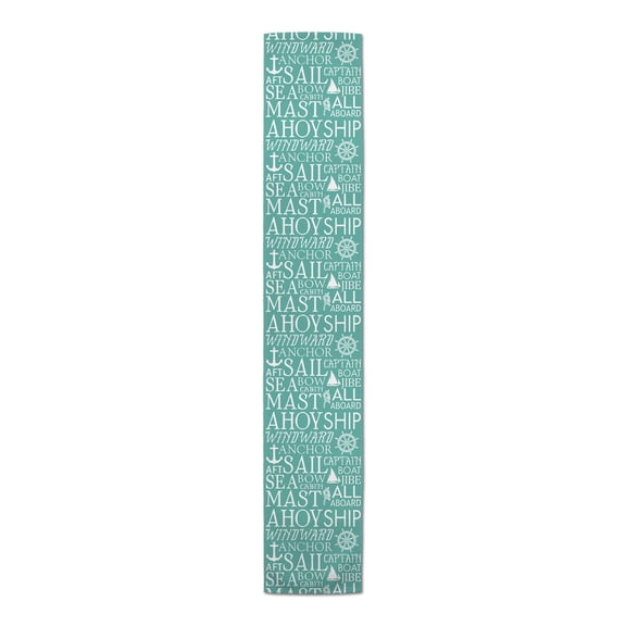 Creative Products Teal Beach Words 16x72 Poly Twill Table Runner
