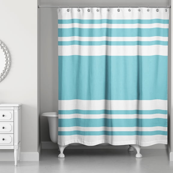 Creative Products Teal Bold Stripes 71x74 Shower Curtain