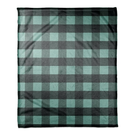 Creative Products Teal Buffalo Check Plaid 50x60 Coral Fleece Blanket