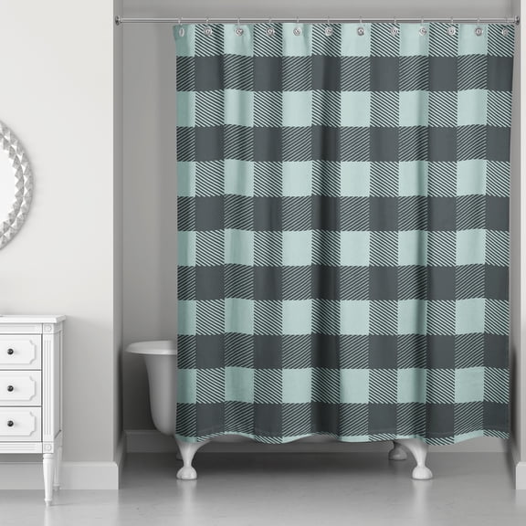 Creative Products Teal Buffalo Check Plaid 71x74 Shower Curtain