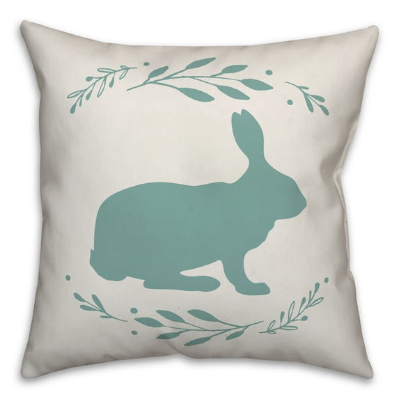 Creative Products Teal Bunny Silhouette 18x18 Spun Poly Pillow