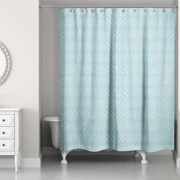 Creative Products Teal Diagonal Lines 71x74 Shower Curtain
